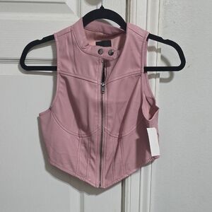 Love Tree Vegan Leather Vest in Soft Pink